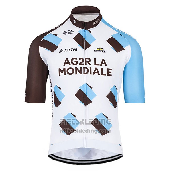 2017 Fietskleding Ag2r Bruin en Wit Korte Mouwen en Koersbroek